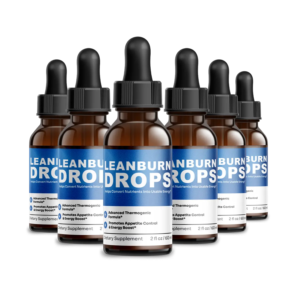 LeanBurn Drops 6 bottle 180-day best value pack with free bottle